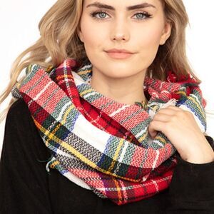 Ladies Red Multi Color Winter Scarf